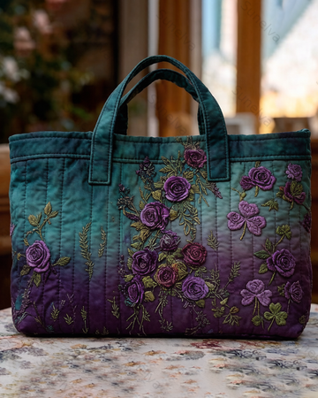 Floral-themed embroidered fashion item: quilted handbag 6266