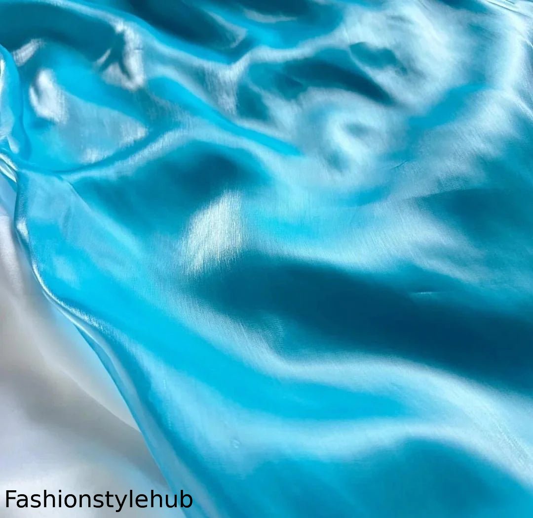 Shiny Turquoise Satin Strapless Midi Dress, Sleeveless Slim-Fit Elegant Gown