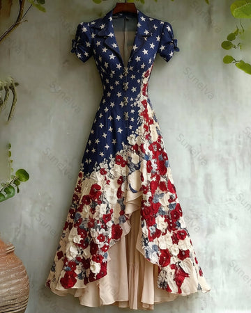 Women's Color-Block Embroidered Dress—Celebrating the 250th Anniversary of the United States 7374