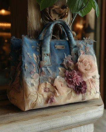Floral-themed embroidered fashion item: quilted handbag 4748