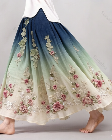 Women's Elegant Floral Embroidered Skirt 2694