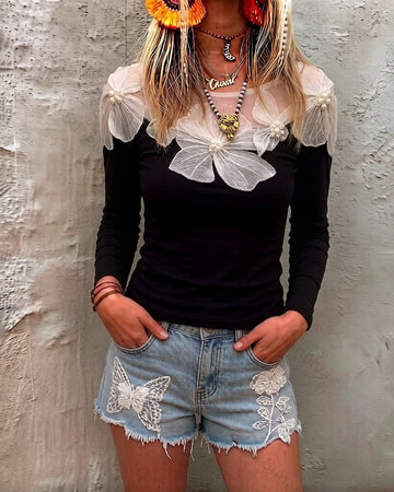 Women's Summer Fashion: Elegant Outdoor Short-Sleeve Top and Shorts Two-Piece Set 2965
