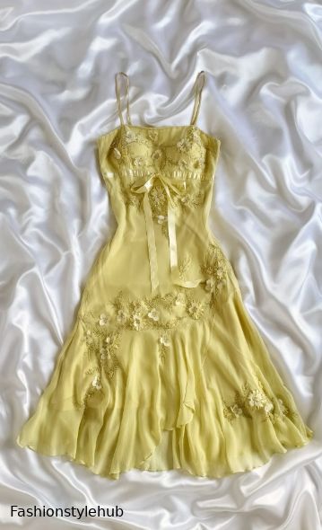 Yellow Beaded Short Homecoming Dress Cute Elegant Chiffon Birthday Dress