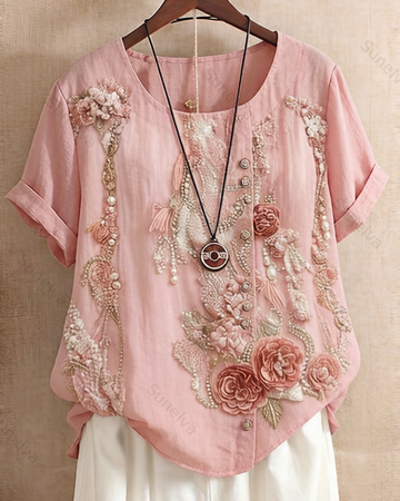 Women's Spring/Summer Fashion Floral Embroidered Top 5167