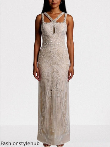 Embellished Cut-Out Sleeveless Maxi Dress