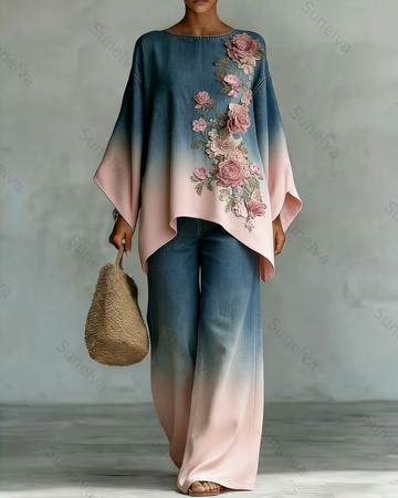 Women's Vacation Irregular Ruffle Flowers Embroidery Patchwork Dress 8947