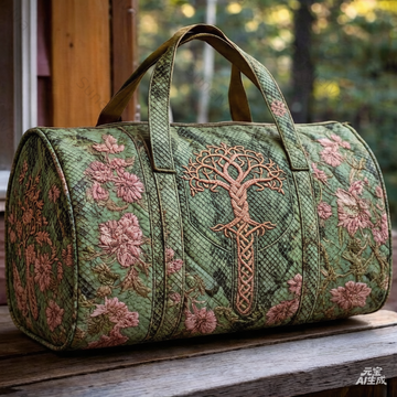 Floral-themed embroidered fashion item: quilted travel bag  9709
