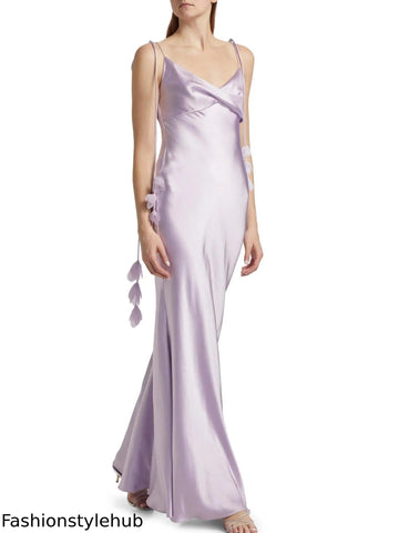 Lilac Sleeveless Satin Maxi Dress