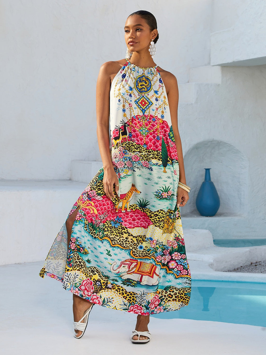 Dream Village Silky Satin Vintage Maxi Dress