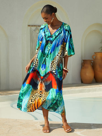 Jungle Wild Party Flowy Chiffon Maxi Dress