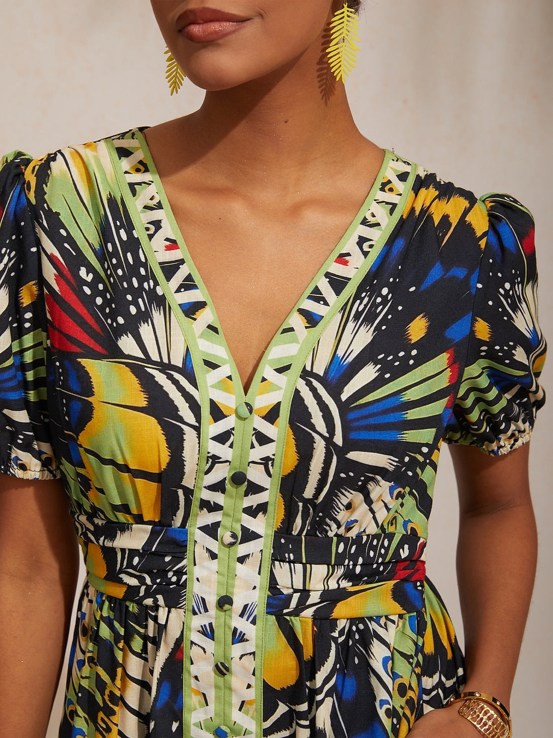 Jungle Butterfly Airy Linen Look Maxi Dress