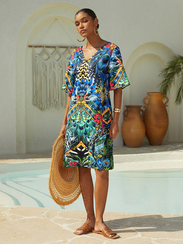 Jungle Wild Party Silky Satin Mini Dress