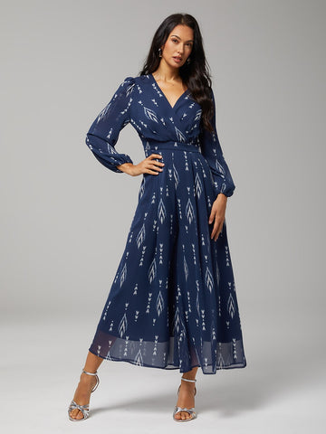 Geometric Chiffon Maxi Dress