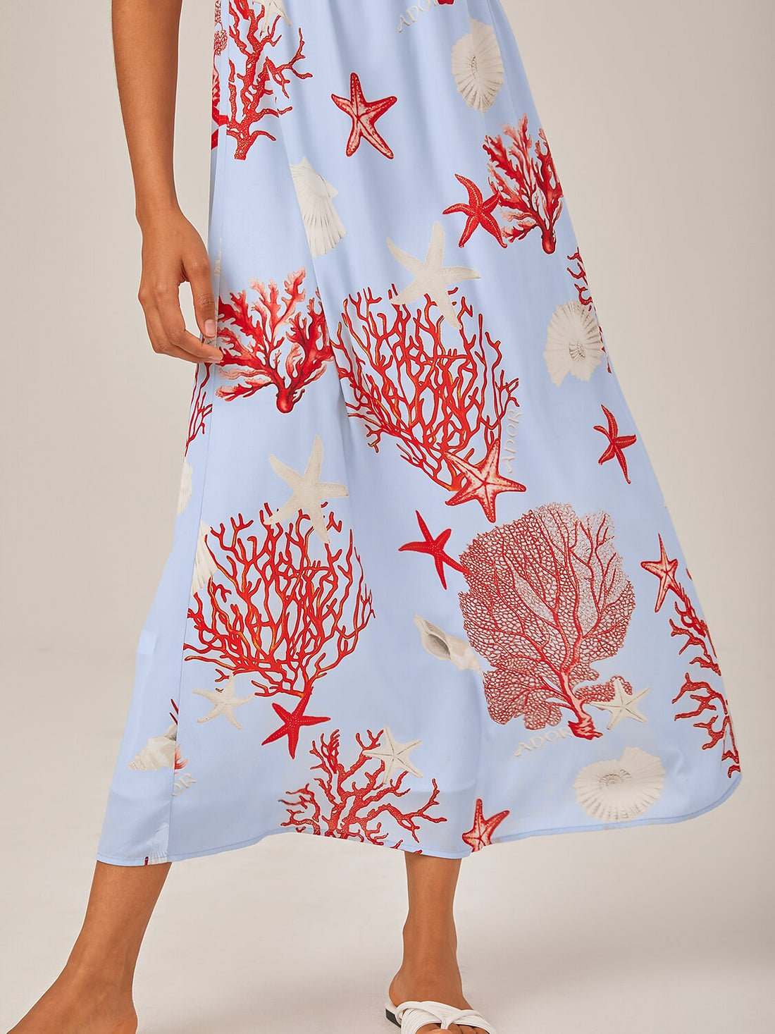Chiffon Red Ocean-Themed Cami Maxi Dress